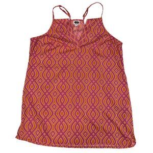 MudPie Womens Swing Orange Bright Pink V Neck Racer Back Tank Top size M